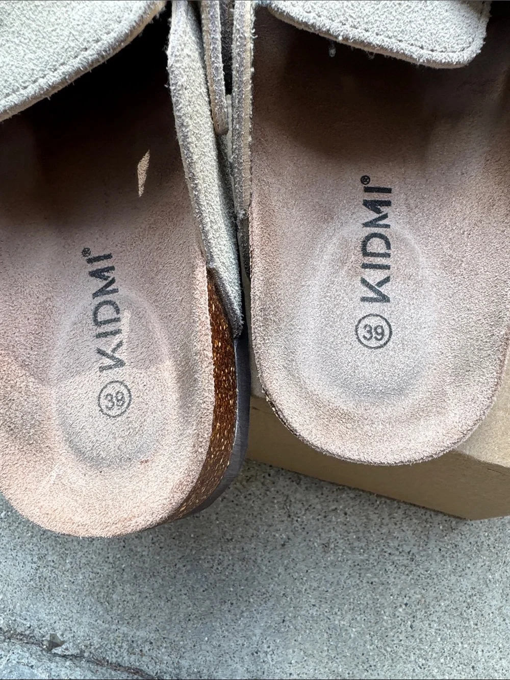 Kidmi  Beige Suede Slip-On Clog with Adjustable Buckle like new